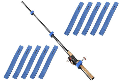 10Pcs Fishing Rod Straps Fishing Rod Clips for Casting Spinning Fly Rods - Blue V1308-DSZKI-417-2