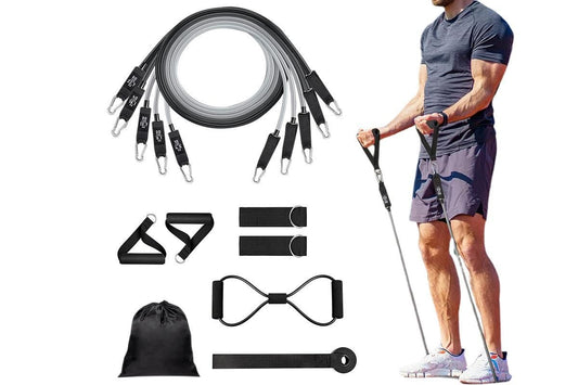 11Pcs Resistance Band Set Yoga Pilates Abs Exercise Fitness Tube Workout Bands V1308-DSZKI-434