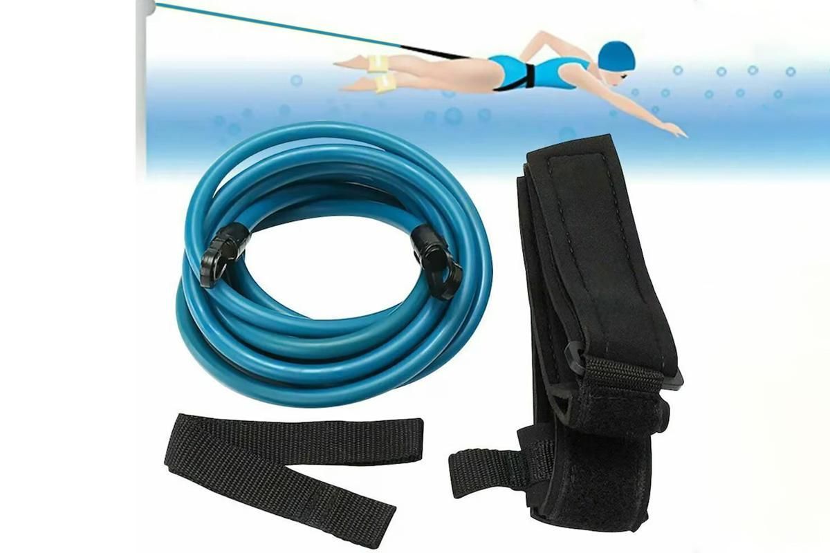 Swim Trainer Waist Belt with Swimming Resistance Tether Leash for Pool Training - Blue V1308-DSZKI-445-1