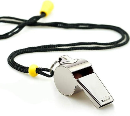 2PCS Stainless Steel Whistle Survival Tool Sports Referee Whistle with Adjustable Bead Lanyard-Silver V1308-DSZKI-459