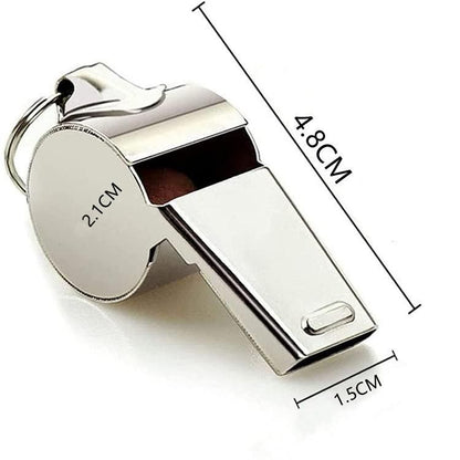 2PCS Stainless Steel Whistle Survival Tool Sports Referee Whistle with Adjustable Bead Lanyard-Silver V1308-DSZKI-459
