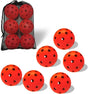 6 Pack Sports Outdoor Pickleballs 40 Holes with Bag - Red V1308-DSZKI-460-1