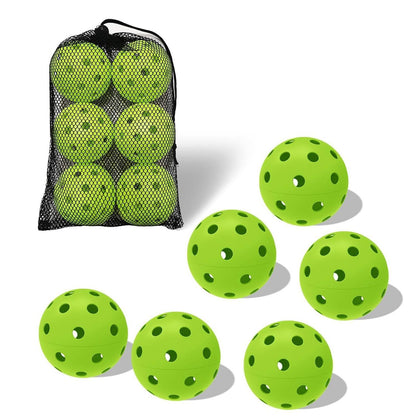 6 Pack Sports Outdoor Pickleballs 40 Holes with Bag - Green V1308-DSZKI-460-2