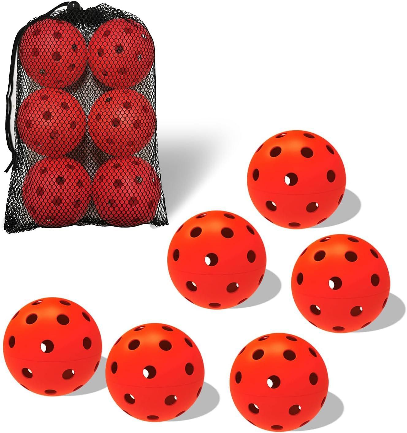 6 Pack Sports Outdoor Pickleballs 40 Holes with Bag - Green V1308-DSZKI-460-2