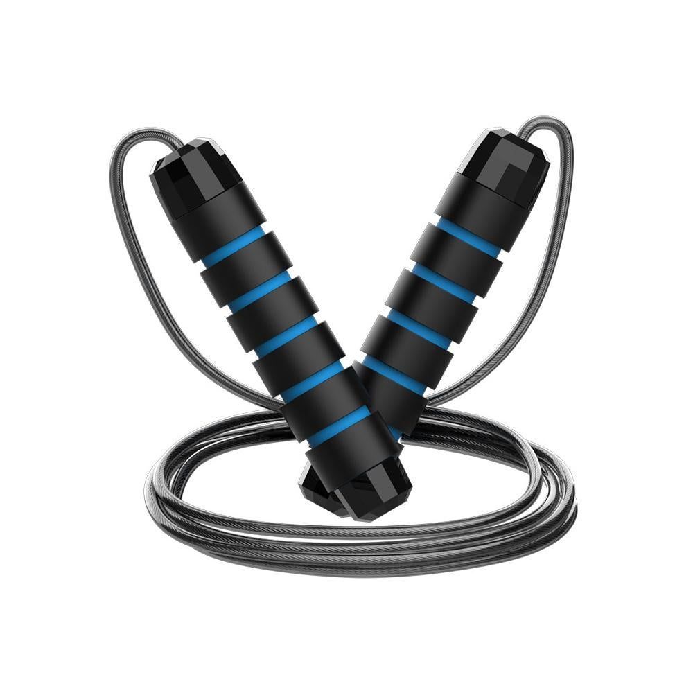 Adjustable Steel Jump Rope with Ball Bearings Foam Handles Tangle Free - Blue V1308-DSZKI-462-2