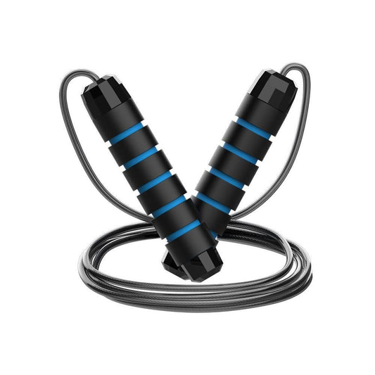 Adjustable Steel Jump Rope with Ball Bearings Foam Handles Tangle Free - Blue V1308-DSZKI-462-2