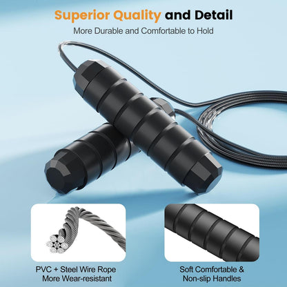 Adjustable Steel Jump Rope with Ball Bearings Foam Handles Tangle Free - Blue V1308-DSZKI-462-2