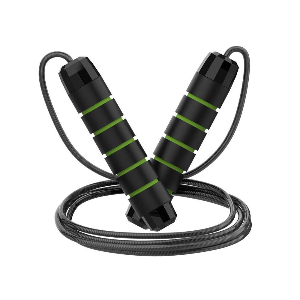 Adjustable Steel Jump Rope with Ball Bearings Foam Handles Tangle Free - Green V1308-DSZKI-462-3
