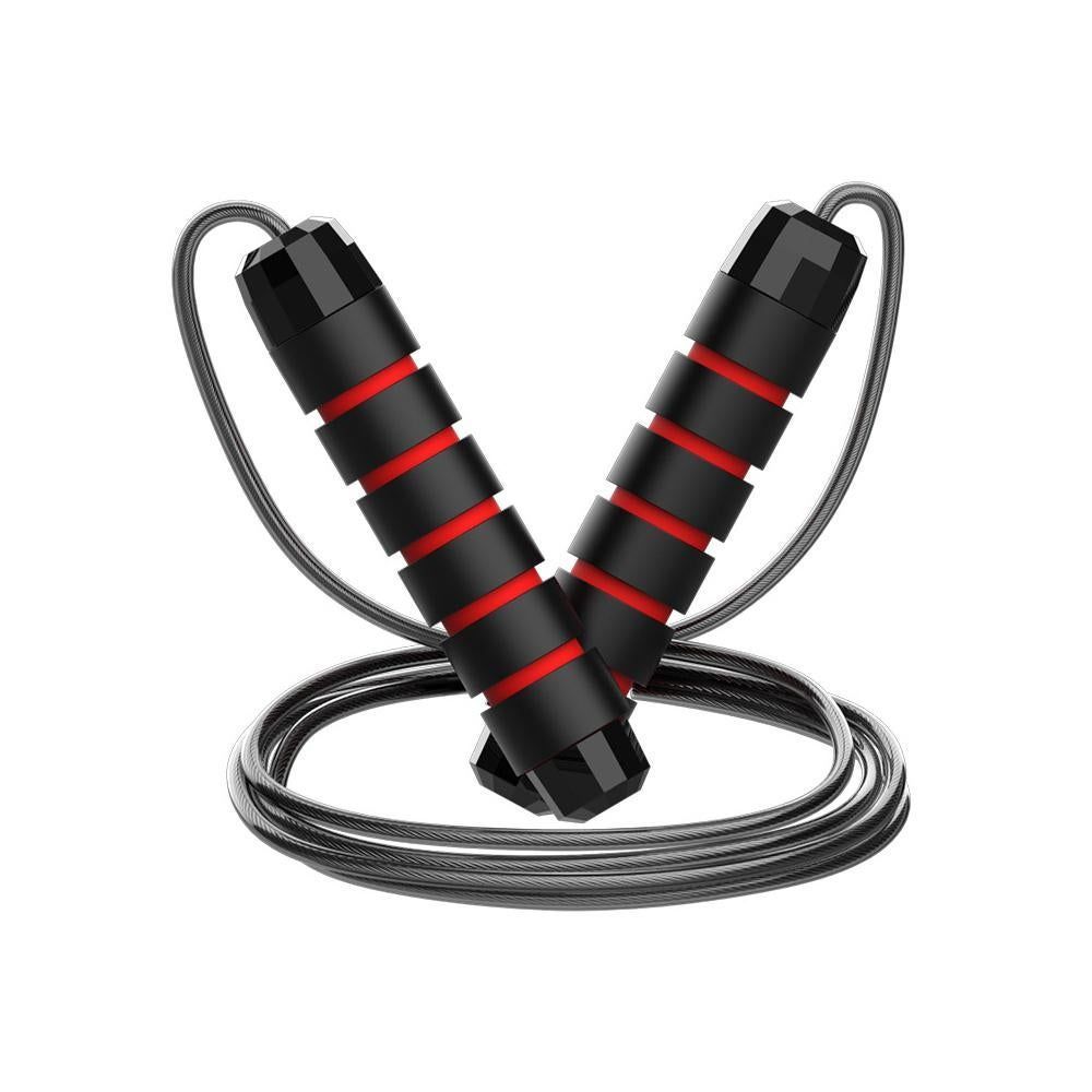 Adjustable Steel Jump Rope with Ball Bearings Foam Handles Tangle Free - Red V1308-DSZKI-462-4