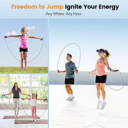 Adjustable Steel Jump Rope with Ball Bearings Foam Handles Tangle Free - Red V1308-DSZKI-462-4