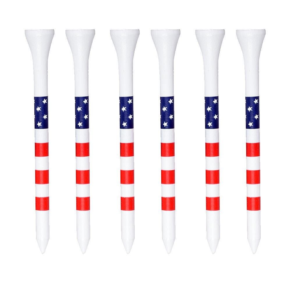 Colorful Striped Golf Tees Bamboo Golf Pegs Durable Tee Holder for Training and Practice 70mm/83mm-White V1308-DSZKI-465