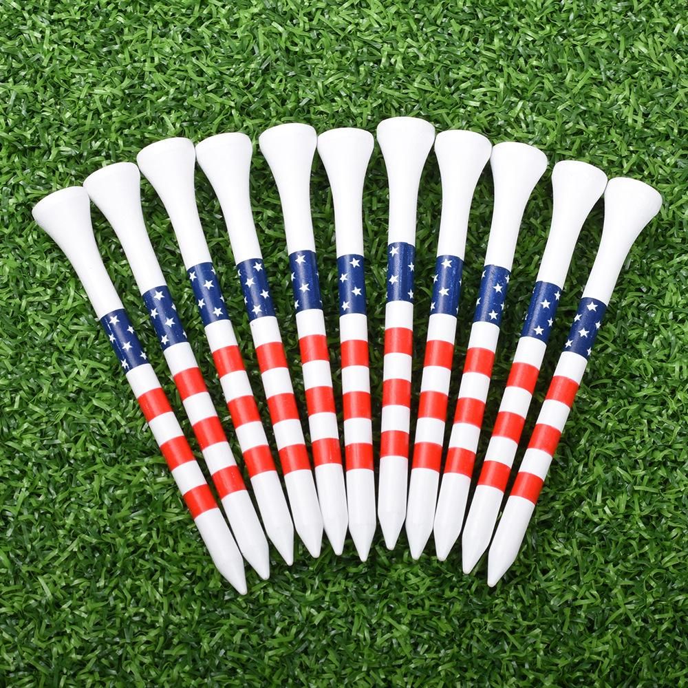 Colorful Striped Golf Tees Bamboo Golf Pegs Durable Tee Holder for Training and Practice 70mm/83mm-White V1308-DSZKI-465