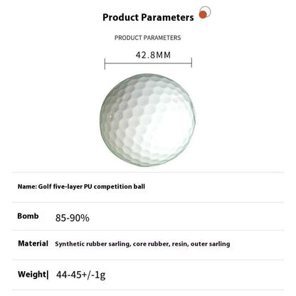 1Pc Five-Layer PU Golf Tournament Ball Durable High-Performance Ball for Professional and Recreational V1308-DSZKI-470-1