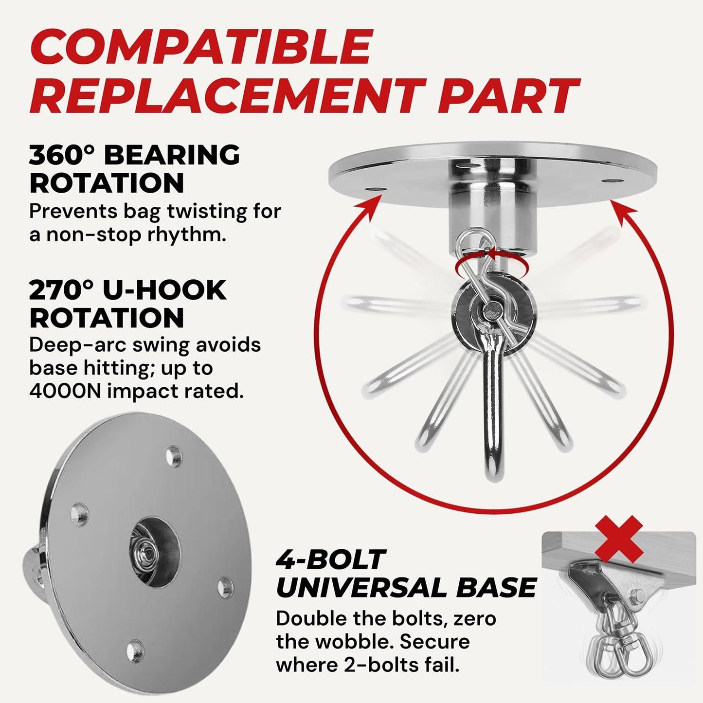 2PCS Heavy Duty Speed Bag Mount Hardware Set with Quick Release Pin Boxing Accessories Silver V1308-DSZKI-473-2