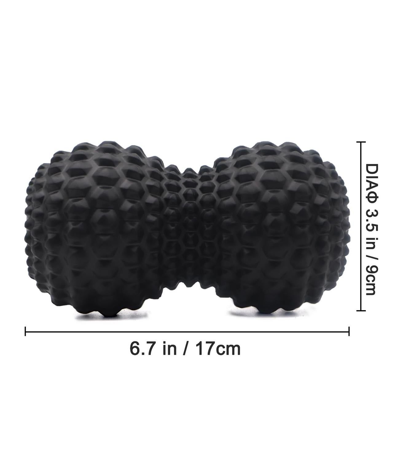 Peanut Massage Ball Double Lacrosse Roller For Deep Tissue Muscle And Myofascial Release - Black V1308-DSZKI-477-1