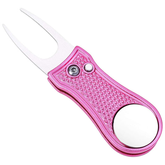 Stainless Steel Golf Green Fork Turf Repair Tool for Lawn Care and Divot Maintenance - Pink V1308-DSZKI-479-1