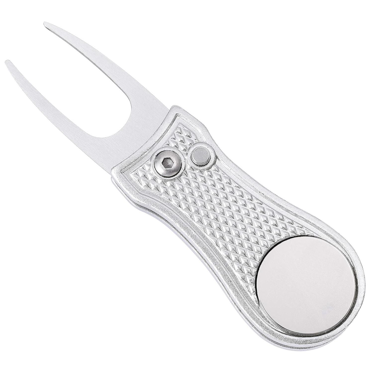 Stainless Steel Golf Green Fork Turf Repair Tool for Lawn Care and Divot Maintenance - Silver V1308-DSZKI-479-10