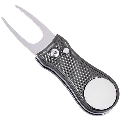 Stainless Steel Golf Green Fork Turf Repair Tool for Lawn Care and Divot Maintenance - Silver V1308-DSZKI-479-10