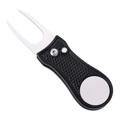 Stainless Steel Golf Green Fork Turf Repair Tool for Lawn Care and Divot Maintenance - Black V1308-DSZKI-479-2