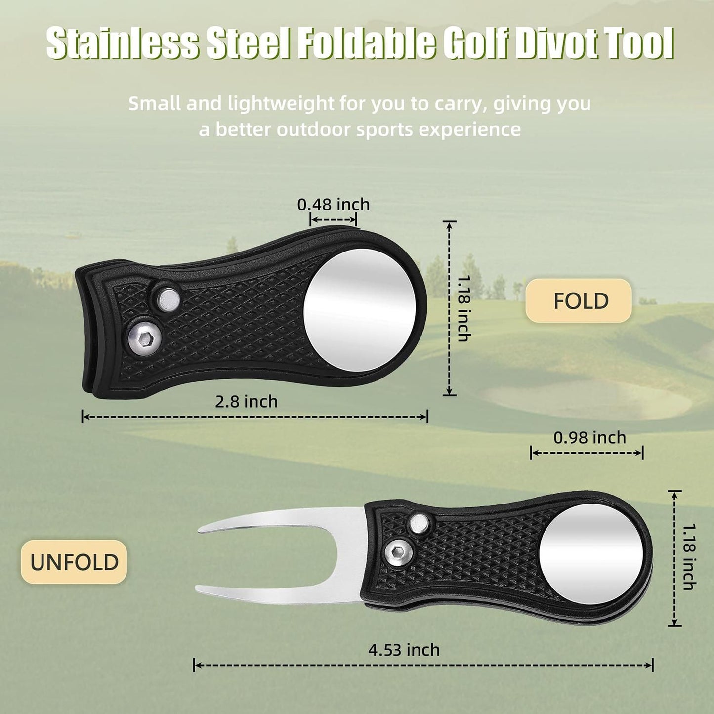 Stainless Steel Golf Green Fork Turf Repair Tool for Lawn Care and Divot Maintenance - Gray V1308-DSZKI-479-4