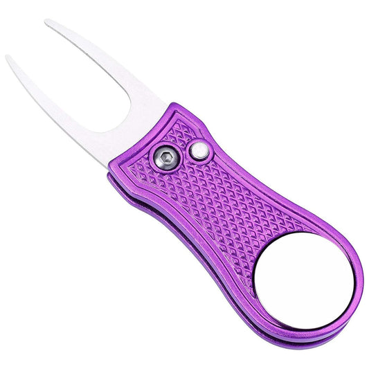 Stainless Steel Golf Green Fork Turf Repair Tool for Lawn Care and Divot Maintenance - Purple V1308-DSZKI-479-8