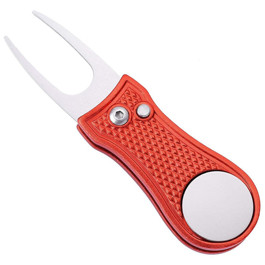 Stainless Steel Golf Green Fork Turf Repair Tool for Lawn Care and Divot Maintenance - Red V1308-DSZKI-479-9