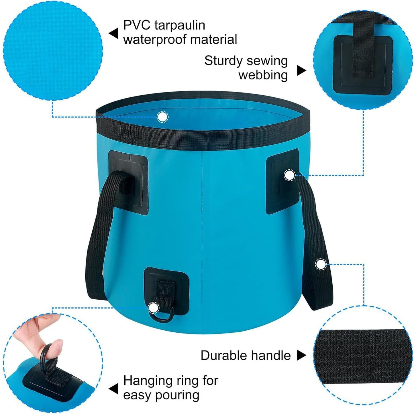 20L Collapsible Bucket with Handle for Outdoro Travel Camping Fishing V1308-DSZKI-487