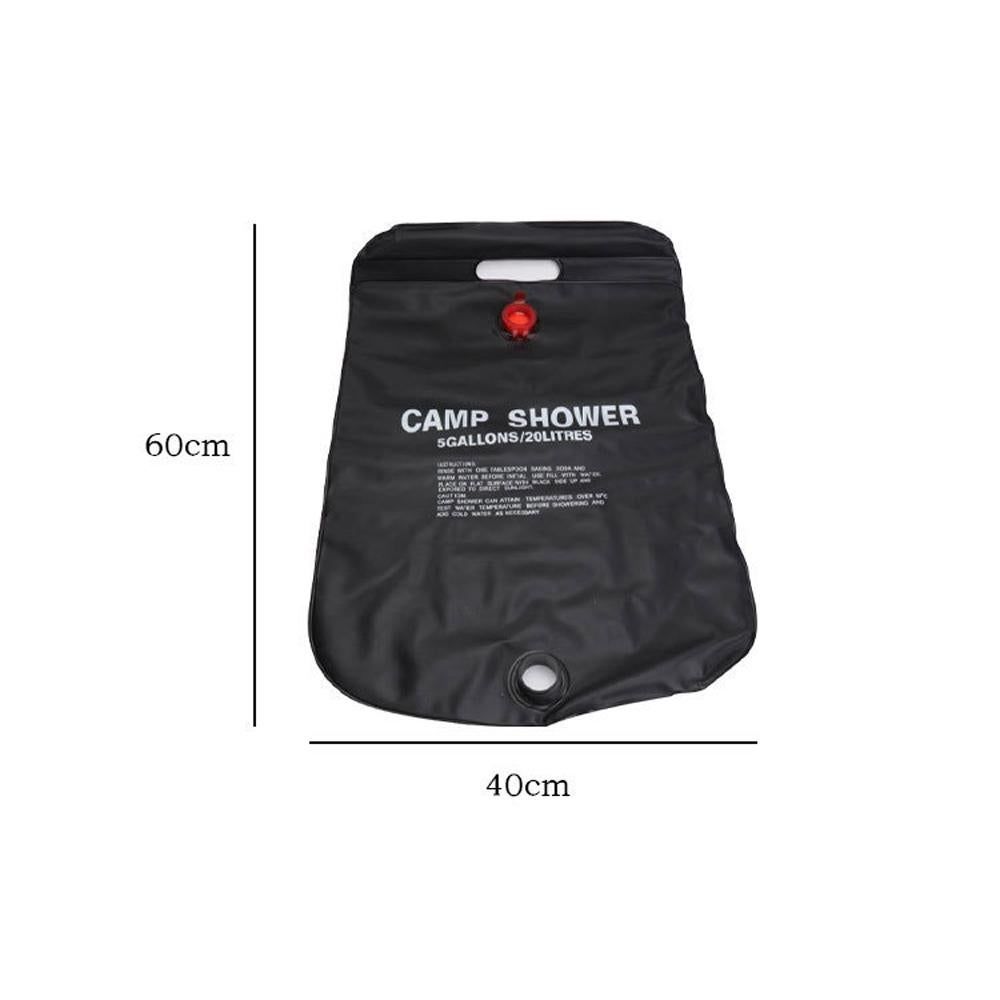 20L Solar Shower Bag Portable Outdoor Camping Water Storage Bag for Hiking Camping Bathing-Black V1308-DSZKI-488