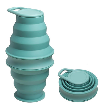 Foldable Water Cup Travel Silicone Sports Bottle Portable Collapsible Card Style Mug Gift - Light Green V1308-DSZKI-492-2