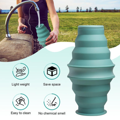 Foldable Water Cup Travel Silicone Sports Bottle Portable Collapsible Card Style Mug Gift - Light Green V1308-DSZKI-492-2