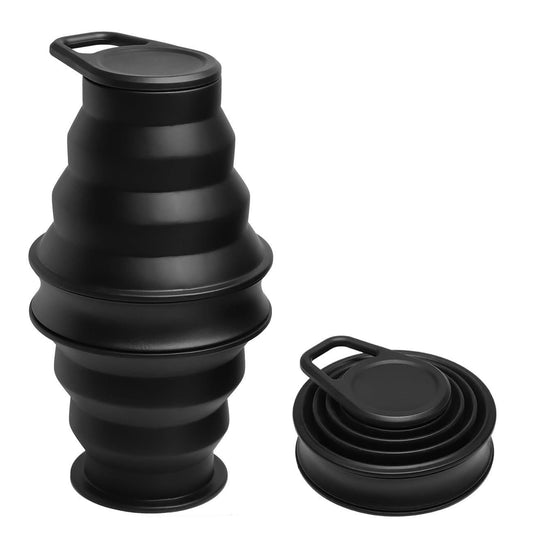 Foldable Water Cup Travel Silicone Sports Bottle Portable Collapsible Card Style Mug Gift - Black V1308-DSZKI-492-3