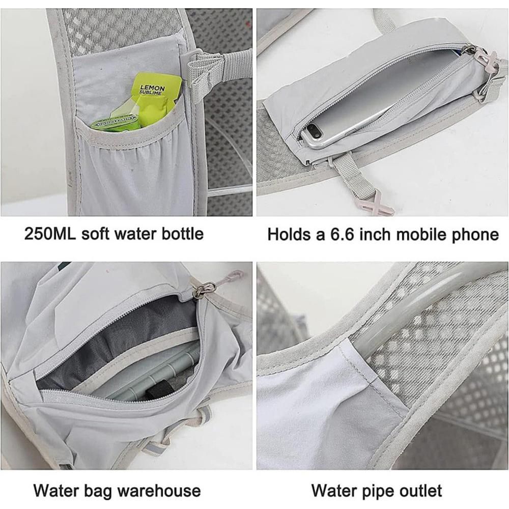 Hydration Backpack Vest for Cycling Running Hiking Breathable Sports Pack - Gray V1308-DSZKI-495-2