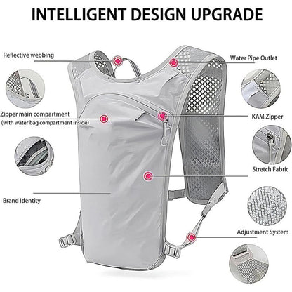 Hydration Backpack Vest for Cycling Running Hiking Breathable Sports Pack - Gray V1308-DSZKI-495-2