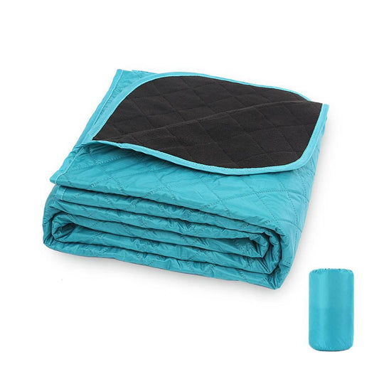 Outdoor Fleece Polyester Camping Blanket Waterproof Thick Portable Picnic Mat Machine Washable-cyan V1308-DSZKI-497-3