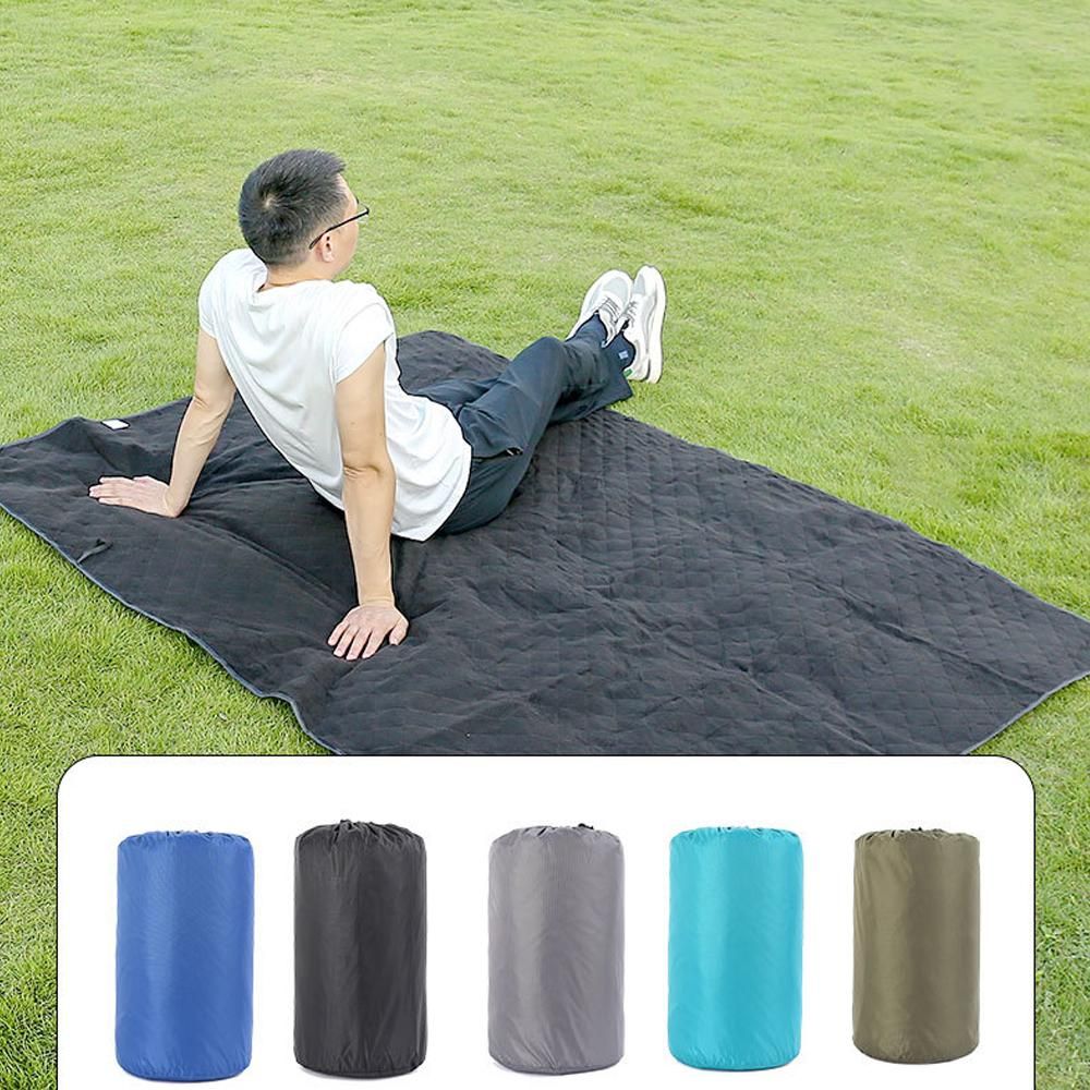 Outdoor Fleece Polyester Camping Blanket Waterproof Thick Portable Picnic Mat Machine Washable-cyan V1308-DSZKI-497-3
