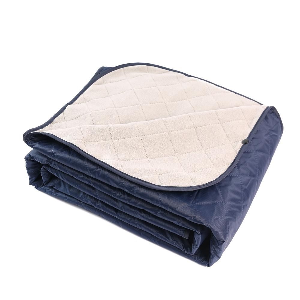 Outdoor Fleece Polyester Camping Blanket Waterproof Thick Portable Picnic Mat Machine Washable-Navy blue V1308-DSZKI-497-4