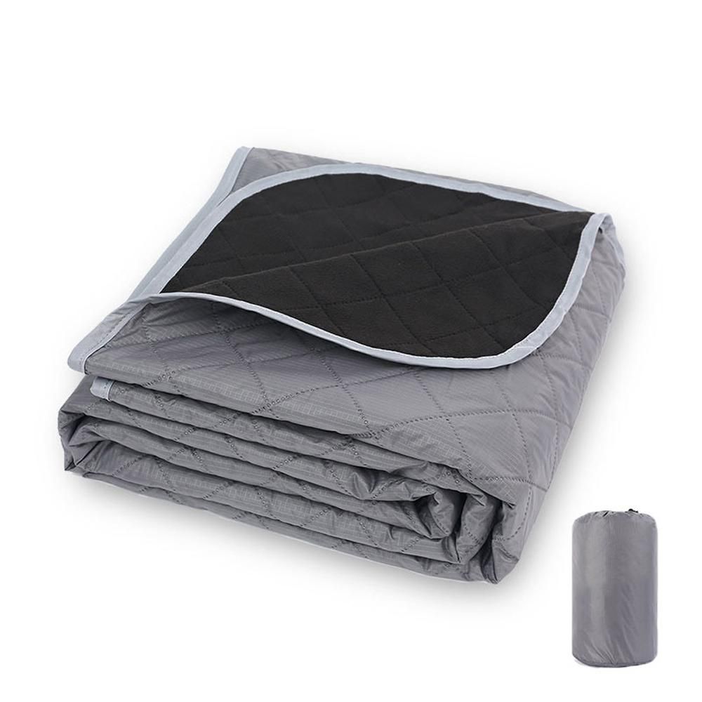 Outdoor Fleece Polyester Camping Blanket Waterproof Thick Portable Picnic Mat Machine Washable-Navy blue V1308-DSZKI-497-4