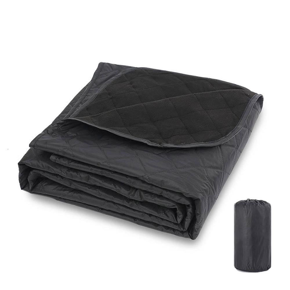 Outdoor Fleece Polyester Camping Blanket Waterproof Thick Portable Picnic Mat Machine Washable-Black V1308-DSZKI-497-5