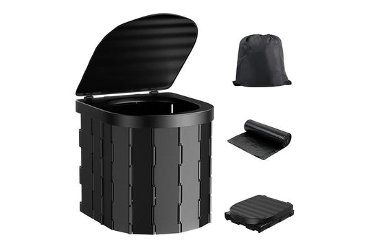 Portable Camping Toilet Folding Toilet for Adults with Lid -Black V1308-DSZKI-5-1