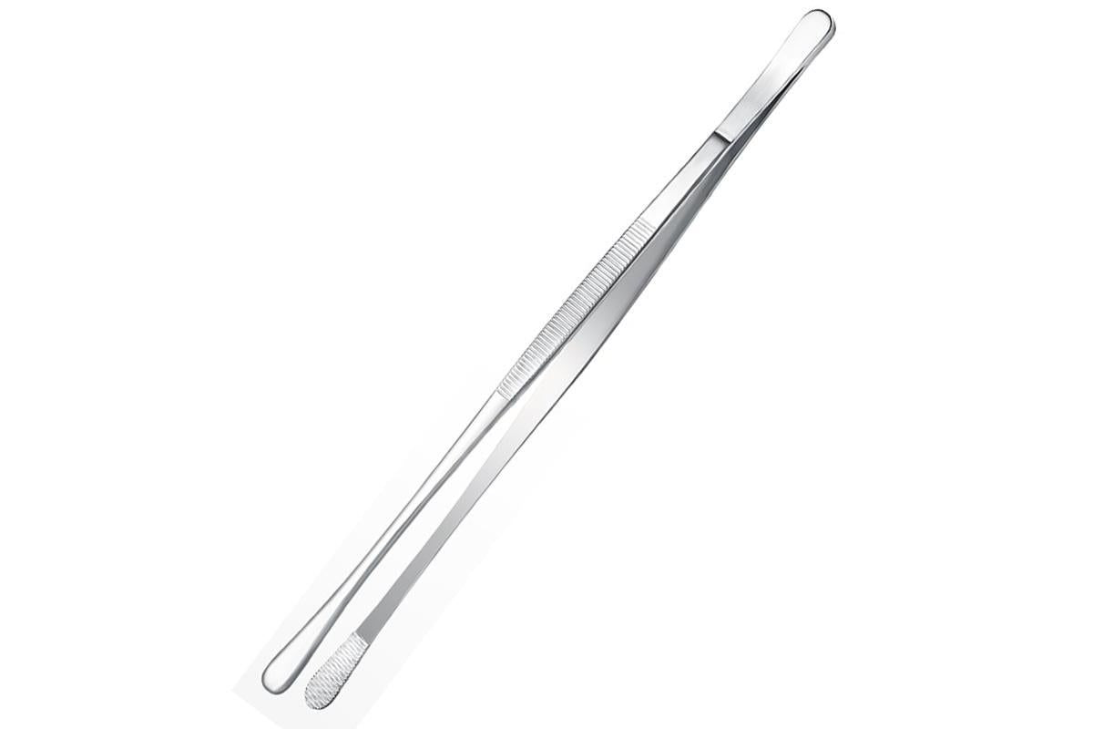 2 Pack 30cm BBQ Tongs Stainless Steel Round and Straight Head for Grilling Cooking - Silver V1308-DSZKI-50-1