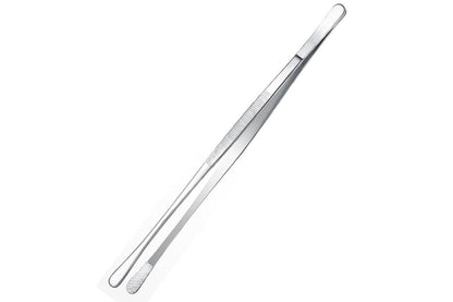 2 Pack 30cm BBQ Tongs Stainless Steel Round and Straight Head for Grilling Cooking - Silver V1308-DSZKI-50-1