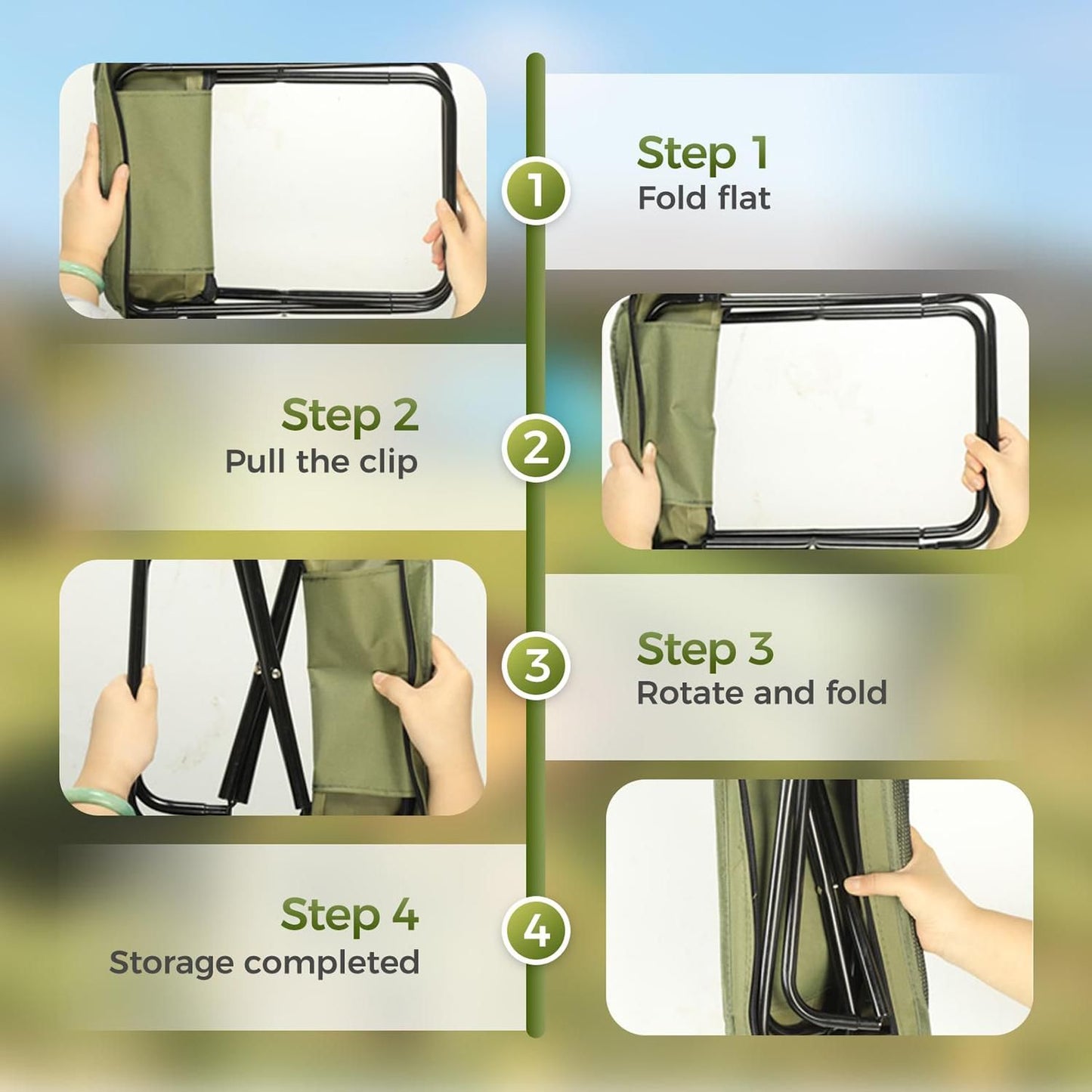 Portable Folding Stool for Hiking Camping and Fishing - Black L V1308-DSZKI-501-2