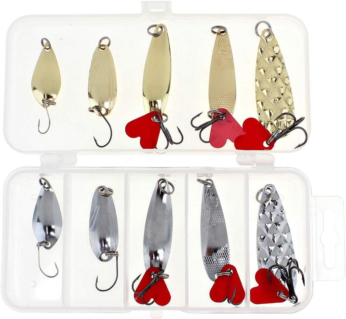 10 Pcs Metal Spoon Shaped Fishing Lure Set for Trout, Bass V1308-DSZKI-506