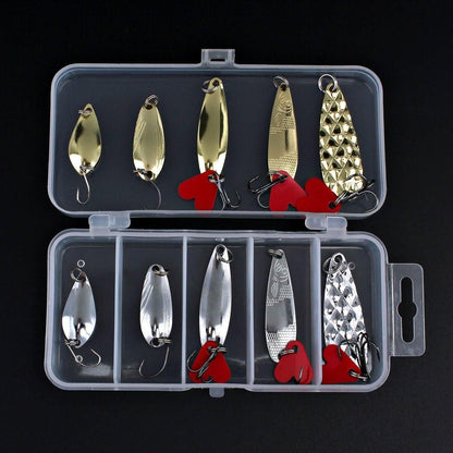 10 Pcs Metal Spoon Shaped Fishing Lure Set for Trout, Bass V1308-DSZKI-506