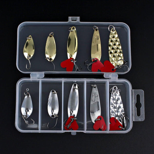 10 Pcs Metal Spoon Shaped Fishing Lure Set for Trout, Bass V1308-DSZKI-506