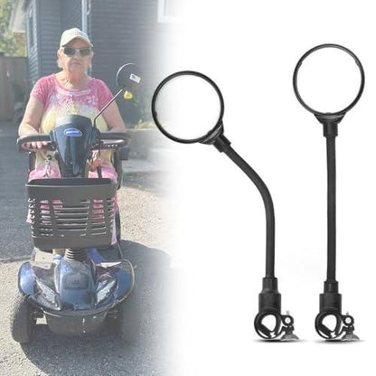 2 Pack 360 degrees Rotating Wide Angle Rearview Mirror for Mobility Scooters and Wheelchairs (Black) V1308-DSZKI-508