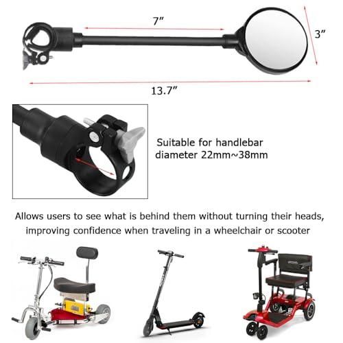 2 Pack 360 degrees Rotating Wide Angle Rearview Mirror for Mobility Scooters and Wheelchairs (Black) V1308-DSZKI-508