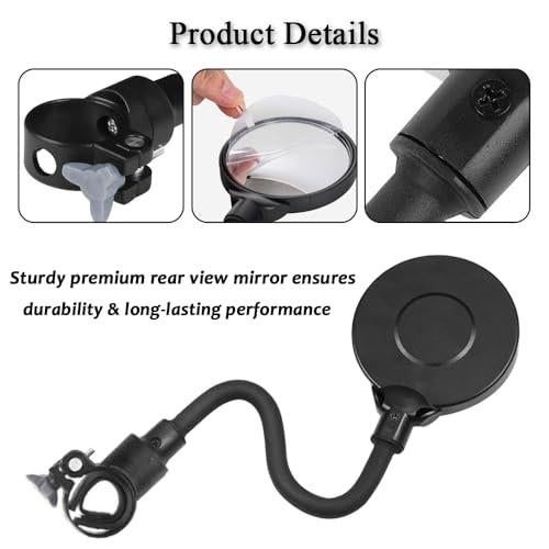 2 Pack 360 degrees Rotating Wide Angle Rearview Mirror for Mobility Scooters and Wheelchairs (Black) V1308-DSZKI-508