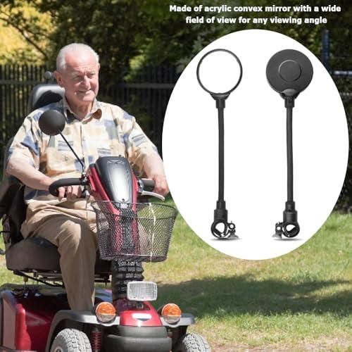 2 Pack 360 degrees Rotating Wide Angle Rearview Mirror for Mobility Scooters and Wheelchairs (Black) V1308-DSZKI-508