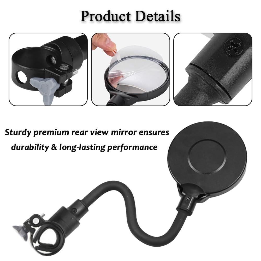 2 Pack 360 degrees Rotating Wide Angle Rearview Mirror for Mobility Scooters and Wheelchairs (Black) V1308-DSZKI-508
